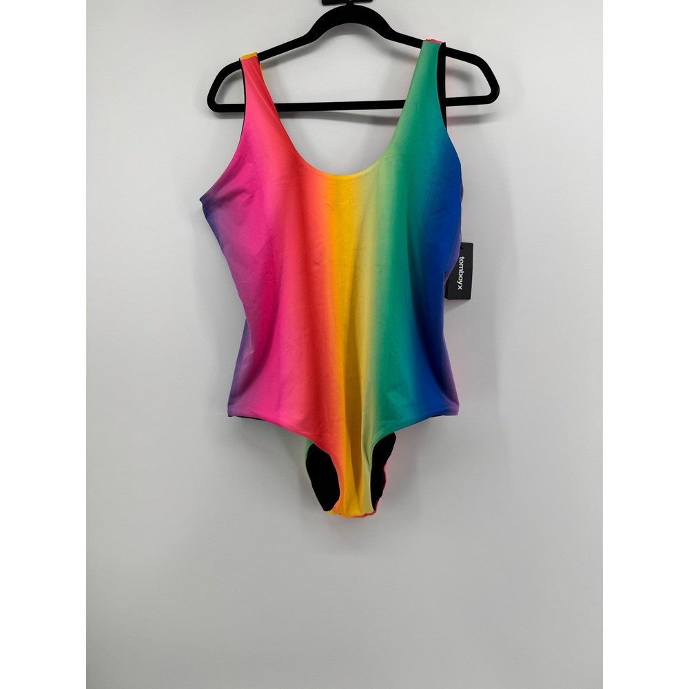TomboyX Rainbow Ombre One Piece Swimsuit Women XL